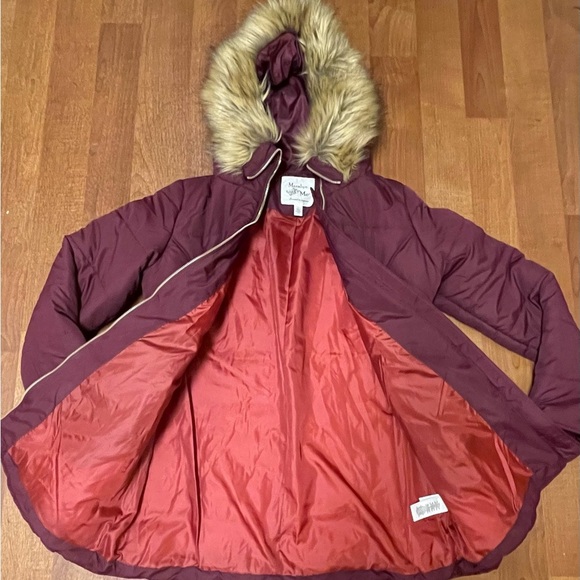 Maralyn & Me Red and Brown Puffer Jacket with Detachable Hood - Picture 9 of 13